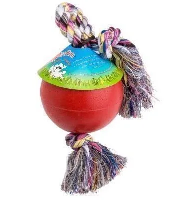 Jolly Romp- -roll Holdbar Og Punkterfri Bold Med Reb  Rød  15 Cm