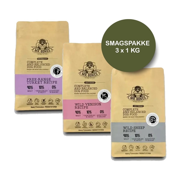 Mr Bones Dry Barf Hundefoder Smagspakke Kg