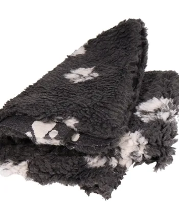 Vetbed Hundetæppe Med Stofbund  Grå Med Poter  60   75 Cm