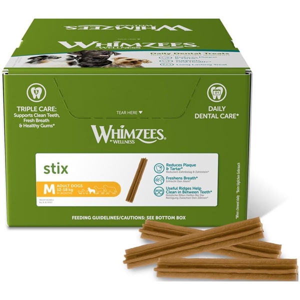 Whimzees Stix Dental Treat Medium Kasse Med 100 Stk