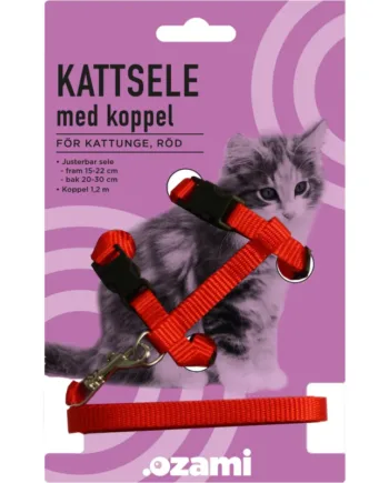 Kattesele Med Line Til Killing  Rød Eller Blå