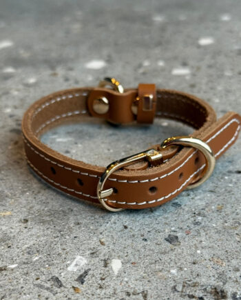 Hundehalsbånd   Cognac Læder  -small
