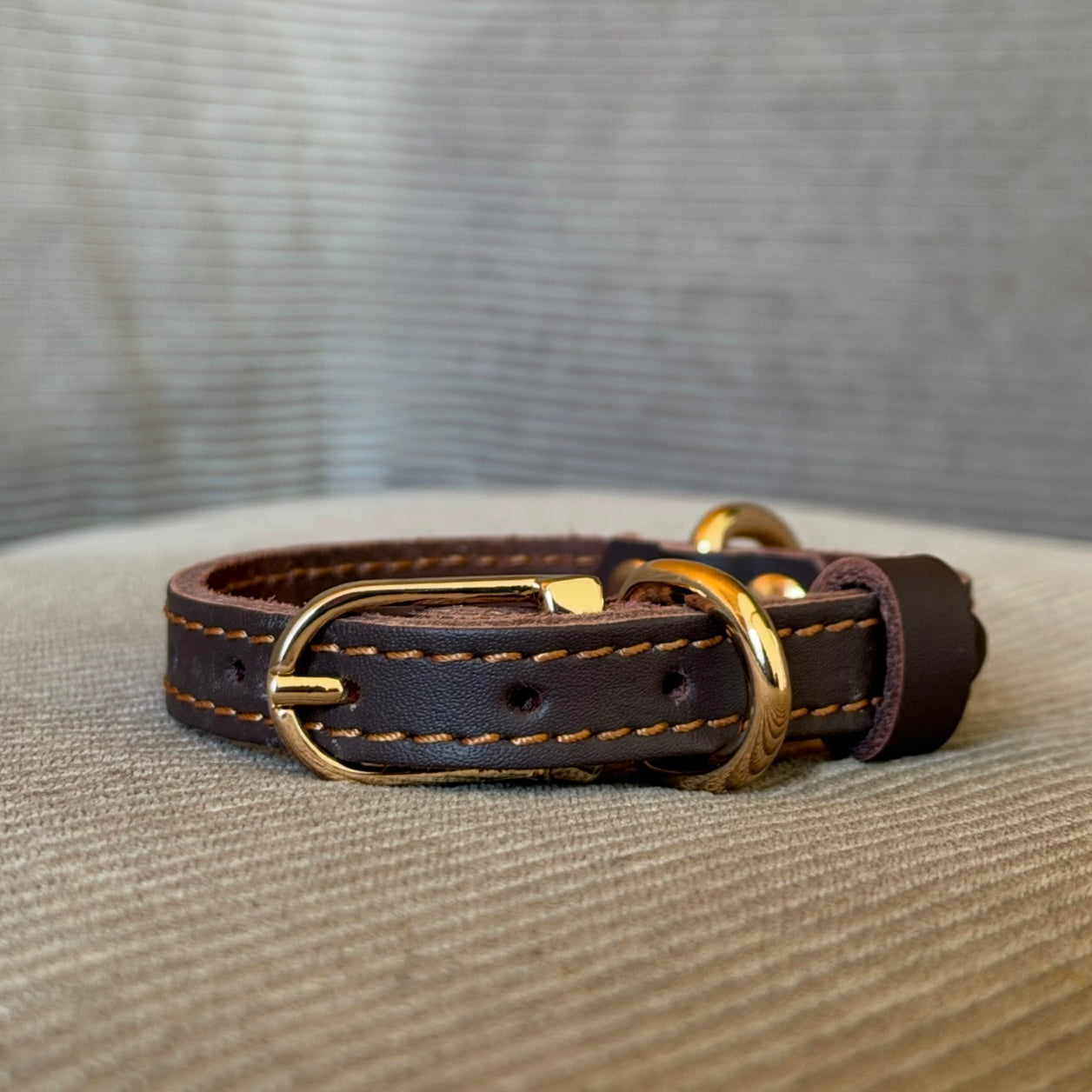 Hundehalsbånd   Brun Okselæder Small   22-29 Cm