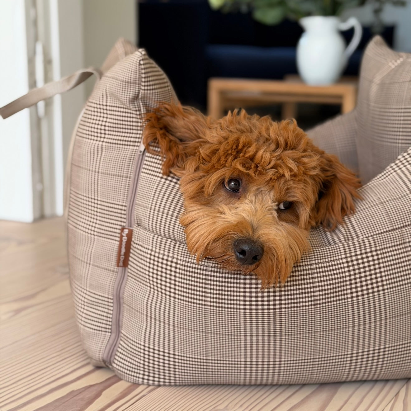 Lille Bjørk Bilsæde Til Hunde Lys Brun Ternet 52 52 36 Cm