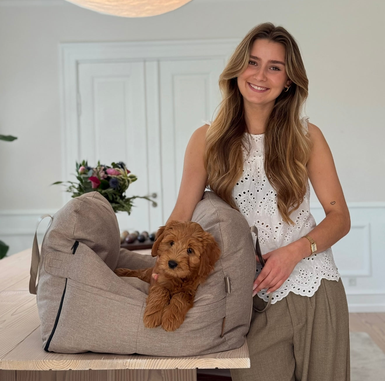 Oscar Hunde Bilsæde    Lynlås Beige Beige